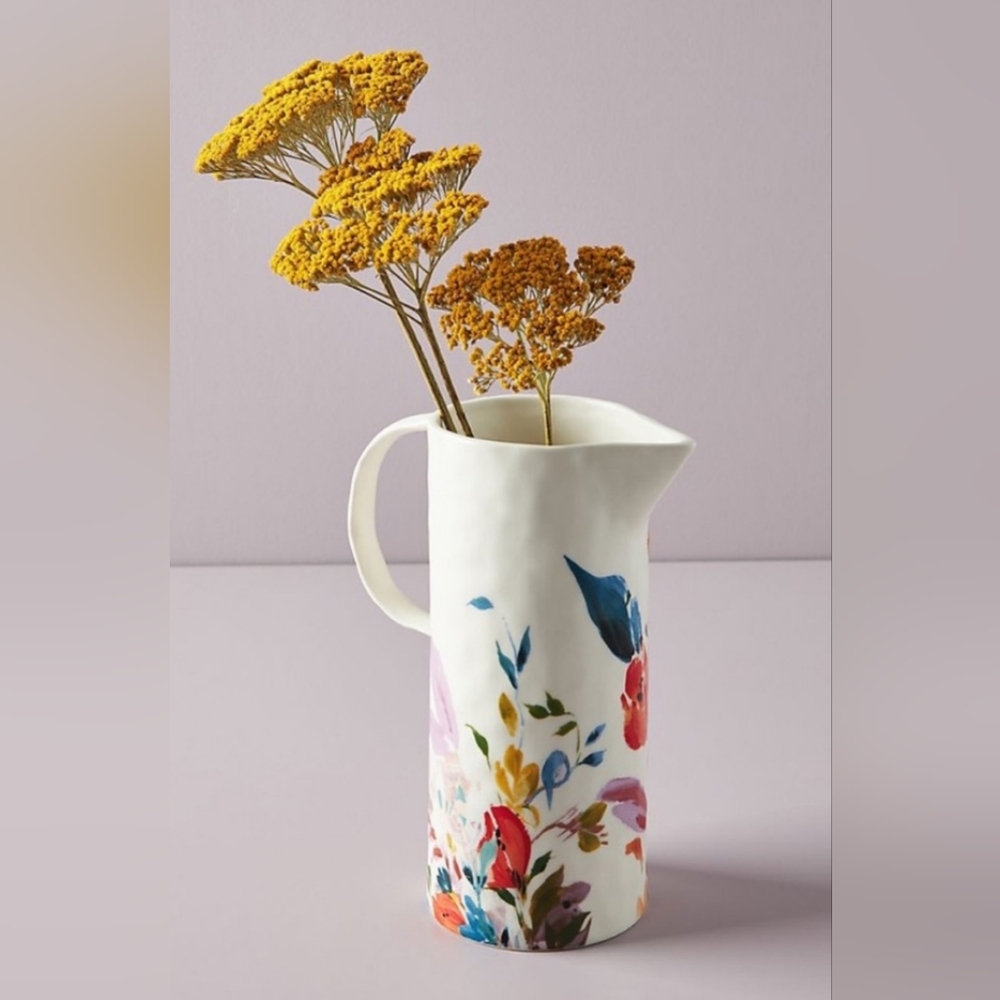 Anthropologie Brynne Stoneware Floral Pitcher (Sold Out in Stores)